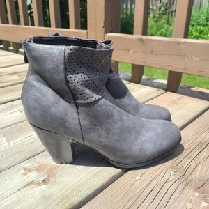 *3 for $30* Gray Moto Boots - Chunky Heel - Biker Style